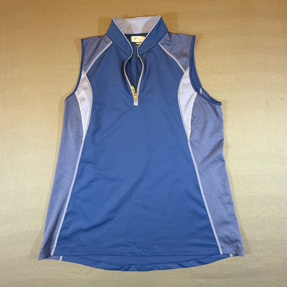 Greg Norman Play Dry Blue Golf Vest Women Large 1/4 Zip Sleeveless TL109570 2408